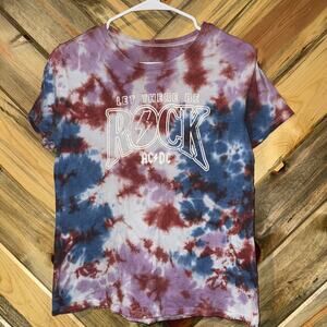 Rock Republic Black t shirt Let There Be ROCK AC/DC women L Tie-Dye